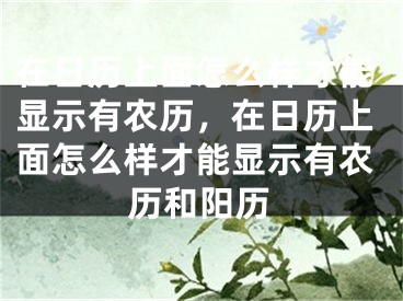 在日历上面怎么样才能显示有农历,在日历上面怎么样才能显示有农历和阳历