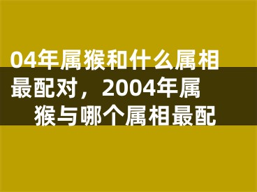 04年属猴和什么属相最配对,2004年属猴与哪个属相最配