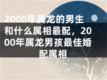 2000年属龙的男生和什么属相最配，2000年属龙男孩最佳婚配属相