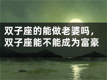 双子座的能做老婆吗，双子座能不能成为富豪
