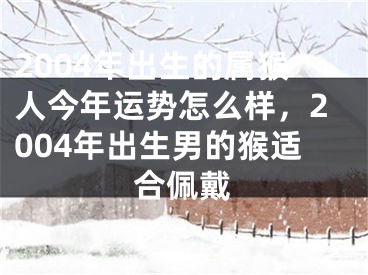 2004年出生的属猴人今年运势怎么样，2004年出生男的猴适合佩戴