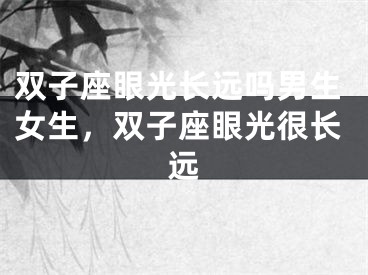 双子座眼光长远吗男生女生，双子座眼光很长远