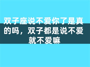 双子座说不爱你了是真的吗，双子都是说不爱就不爱嘛