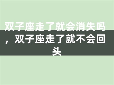 双子座走了就会消失吗，双子座走了就不会回头