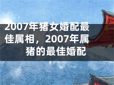 2007年猪女婚配最佳属相，2007年属猪的最佳婚配