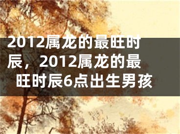 2012属龙的最旺时辰,2012属龙的最旺时辰6点出生男孩