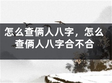 怎么查俩人八字,怎么查俩人八字合不合