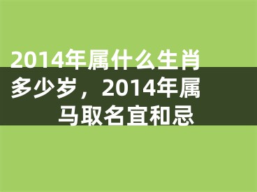2014年属什么生肖多少岁，2014年属马取名宜和忌
