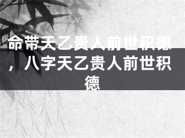 命带天乙贵人前世积德,八字天乙贵人前世积德
