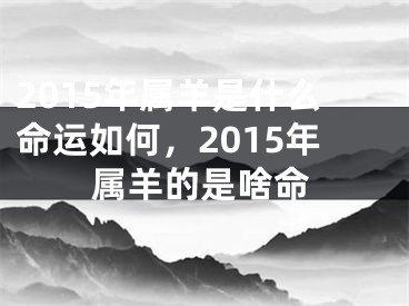2015年属羊是什么命运如何，2015年属羊的是啥命