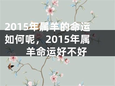 2015年属羊的命运如何呢，2015年属羊命运好不好