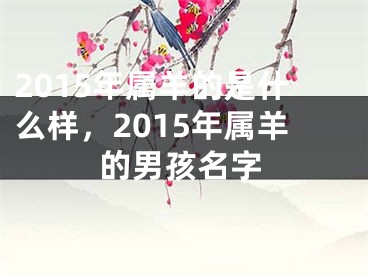 2015年属羊的是什么样，2015年属羊的男孩名字