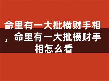 命里有一大批横财手相,命里有一大批横财手相怎么看