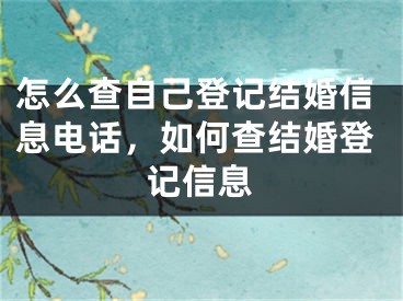 怎么查自己登记结婚信息电话，如何查结婚登记信息