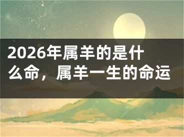 2026年属羊的是什么命，属羊一生的命运