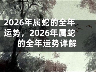 2026年属蛇的全年运势，2026年属蛇的全年运势详解