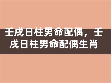 壬戌日柱男命配偶,壬戌日柱男命配偶生肖