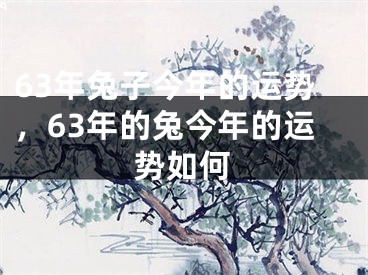 63年兔子今年的运势，63年的兔今年的运势如何