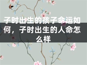 子时出生的孩子命运如何，子时出生的人命怎么样