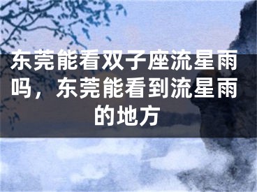 东莞能看双子座流星雨吗，东莞能看到流星雨的地方