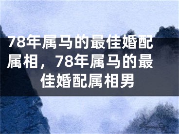 78年属马的最佳婚配属相,78年属马的最佳婚配属相男