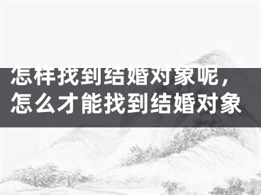 怎样找到结婚对象呢，怎么才能找到结婚对象