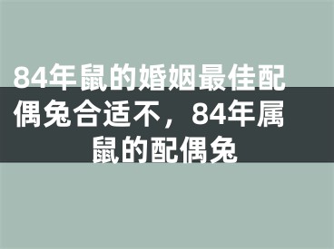 84年鼠的婚姻最佳配偶兔合适不，84年属鼠的配偶兔