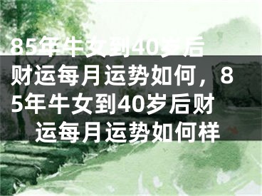 85年牛女到40岁后财运每月运势如何，85年牛女到40岁后财运每月运势如何样