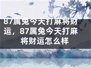 87属兔今天打麻将财运，87属兔今天打麻将财运怎么样