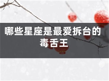 哪些星座是最爱拆台的毒舌王