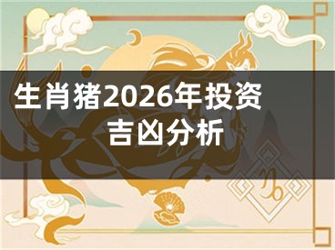 生肖猪2026年投资吉凶分析