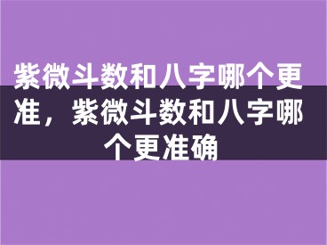 紫微斗数和八字哪个更准,紫微斗数和八字哪个更准确