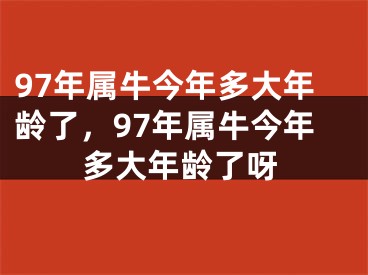 97年属牛今年多大年龄了,97年属牛今年多大年龄了呀