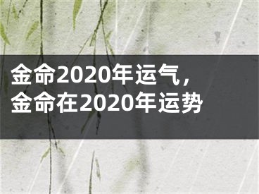 金命2020年运气，金命在2020年运势