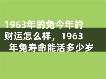 1963年的兔今年的财运怎么样，1963年兔寿命能活多少岁