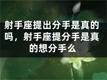 射手座提出分手是真的吗，射手座提分手是真的想分手么