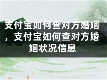 支付宝如何查对方婚姻，支付宝如何查对方婚姻状况信息