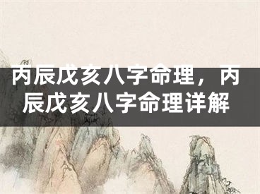 丙辰戊亥八字命理，丙辰戊亥八字命理详解