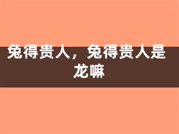 兔得贵人，兔得贵人是龙嘛