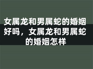 女属龙和男属蛇的婚姻好吗，女属龙和男属蛇的婚姻怎样