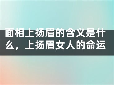 面相上扬眉的含义是什么,上扬眉女人的命运
