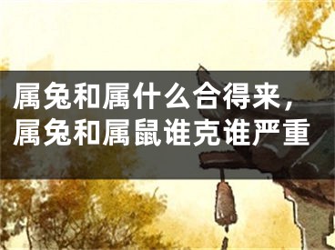 属兔和属什么合得来,属兔和属鼠谁克谁严重