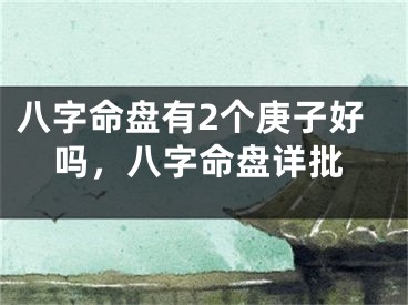 八字命盘有2个庚子好吗，八字命盘详批