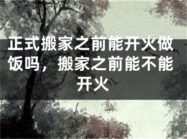 正式搬家之前能开火做饭吗,搬家之前能不能开火