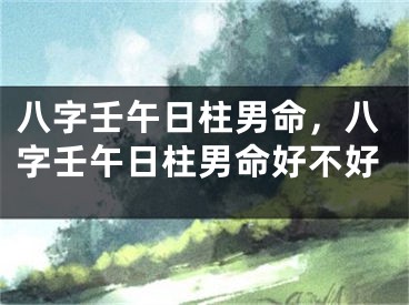 八字壬午日柱男命，八字壬午日柱男命好不好