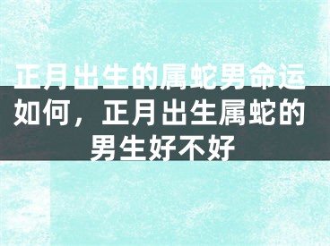 正月出生的属蛇男命运如何,正月出生属蛇的男生好不好