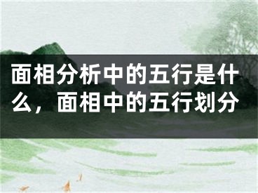 面相分析中的五行是什么，面相中的五行划分