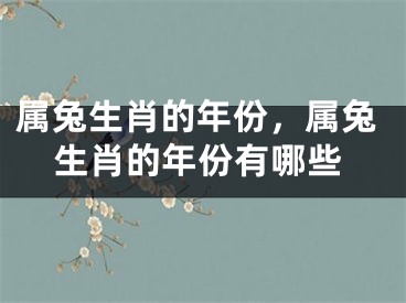 属兔生肖的年份,属兔生肖的年份有哪些