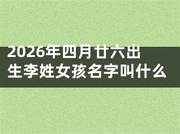 2026年四月廿六出生李姓女孩名字叫什么