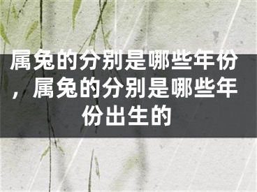 属兔的分别是哪些年份，属兔的分别是哪些年份出生的